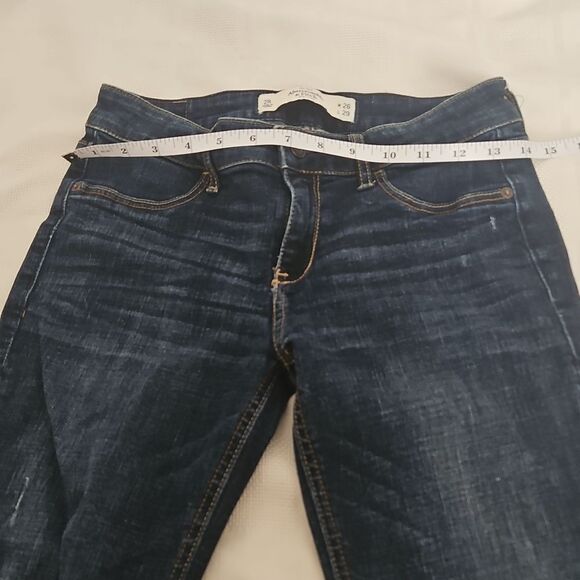 Abercrombie& Fitch Women's Mid-Rise Straight Leg Denim Jeans Dark Blue Washed 26 - Picture 9 of 16